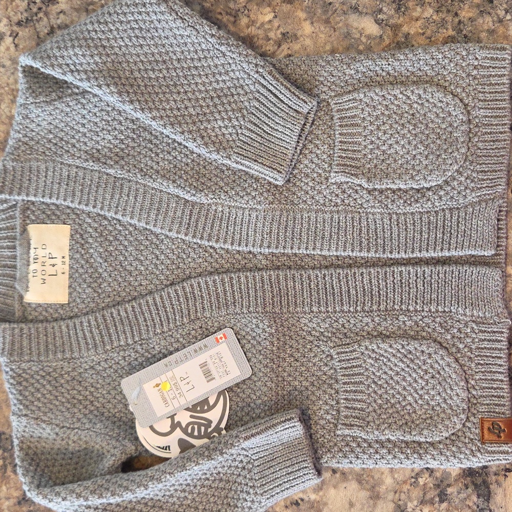L&P Apparel Size 6-12 Months Cozy Gray Knit Baby Girl Cardigan